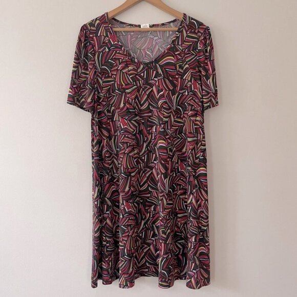 New Kim & Co. Brazil Knit Short Sleeve Mini Dress Size Large bin 3E - Picture 3 of 5